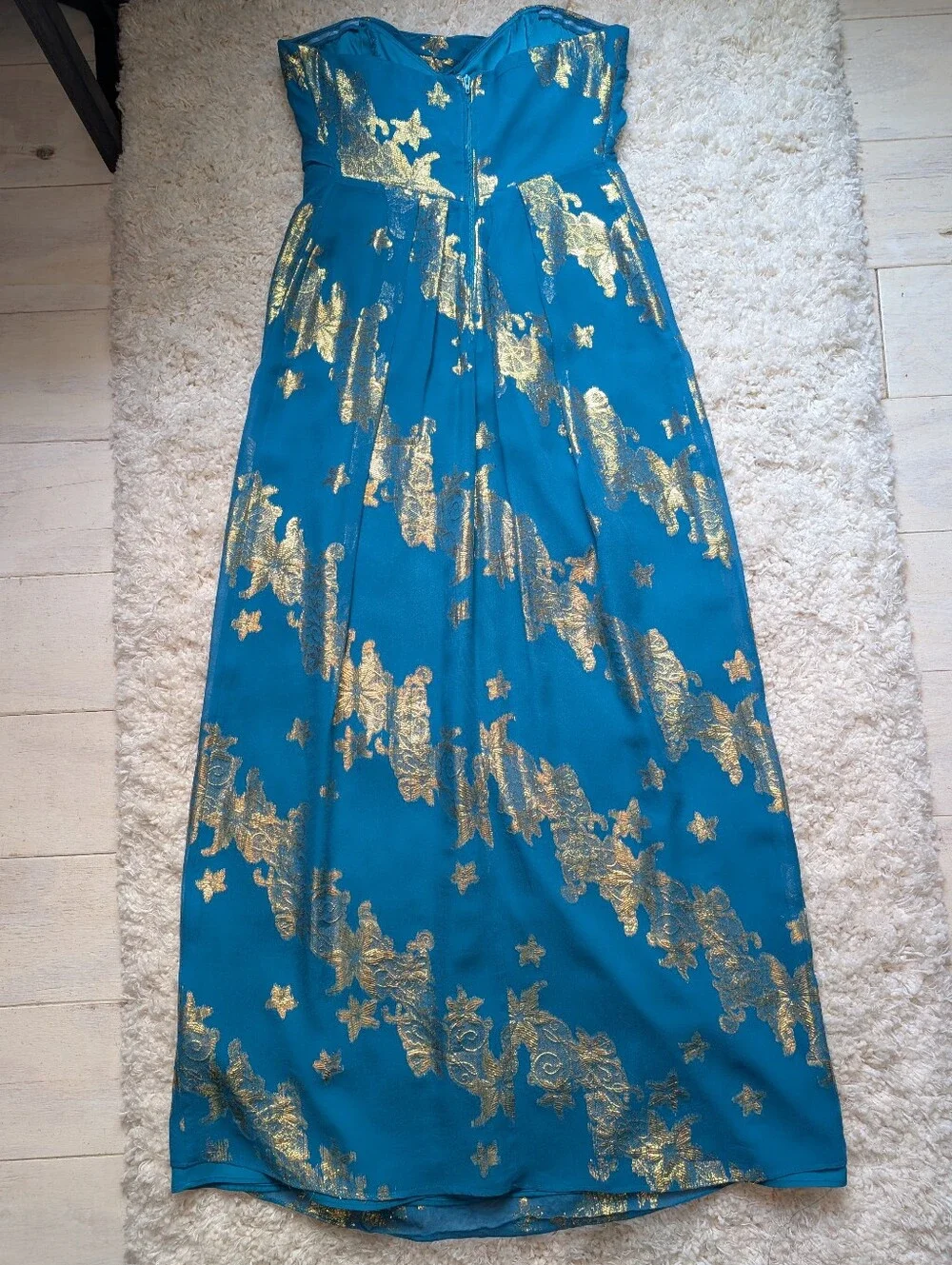 Nicole Miller Strapless Silk Chiffon Dress 8